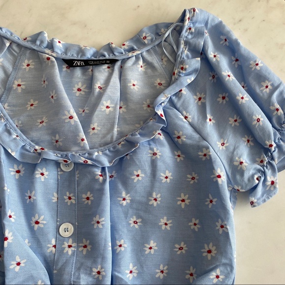 Zara - Blue Floral Crop Top - Picture 4 of 9